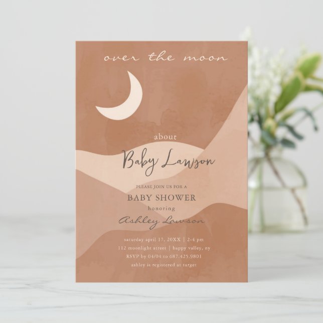 Invitation Au-Dessus Du Baby shower De La Lune Boh (Debout devant)