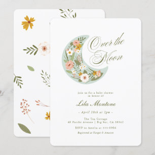 Invitation Au-dessus du Baby shower Fleur sauvage de la Lune