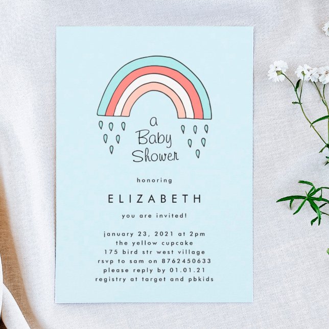 Invitation Au-dessus du Baby shower lumineux Rainbow Boy Blue (Créateur téléchargé)