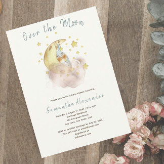 Invitation Au-Dessus Du baby shower Lune