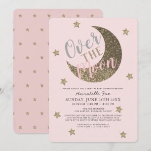Invitation Au-dessus du Baby shower Moon Blush Pink