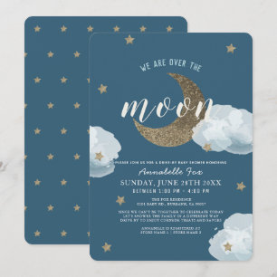 Invitation Au-dessus du Baby shower Moon Midnight Blue Drive
