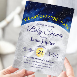 Invitation Au-dessus du Baby shower spatial de la Lune