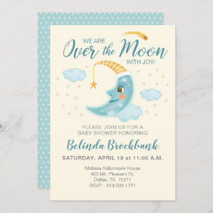 Invitation Au-dessus du Baby shower spatial pour garçons bleu
