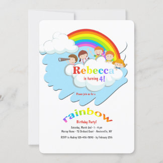 Invitation Au-dessus du Rainbow Birthday Party
