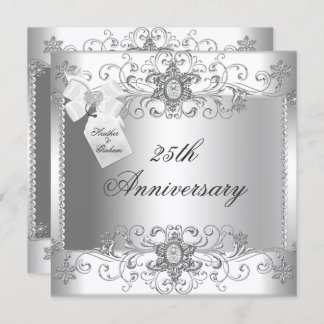 Invitation au diamant blanc en argent du 25e anniv