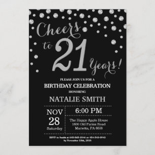 Invitation au diamant de 21e anniversaire Black an