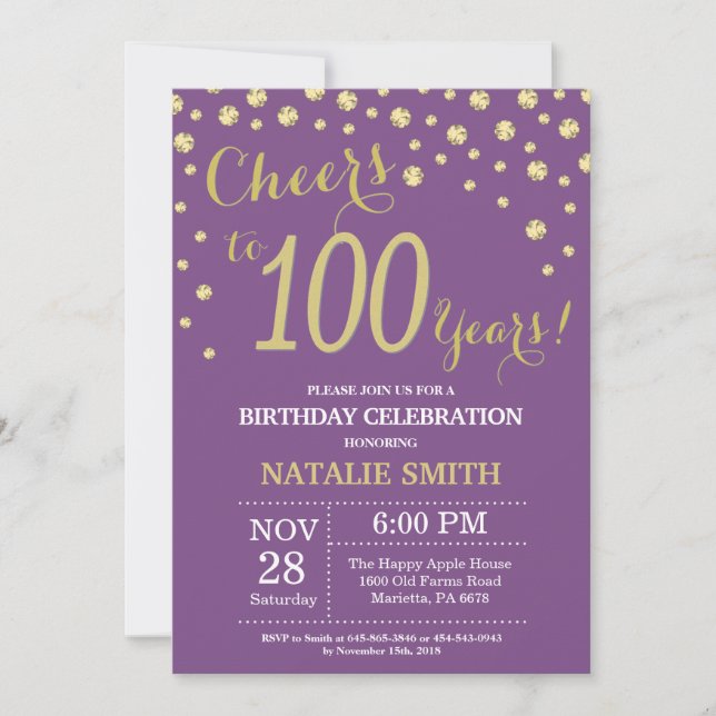 Invitation au diamant du 100e anniversaire de Purp (Devant)
