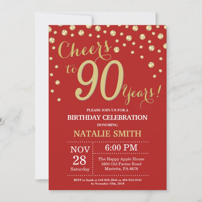 Invitation au diamant du 90e anniversaire Red and  (Devant)