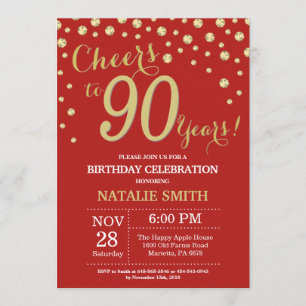 Invitation au diamant du 90e anniversaire Red and 