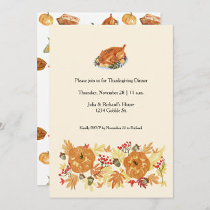 Invitation au dîner Citrouille de Thanksgiving