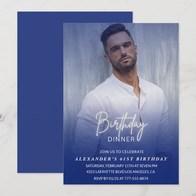 Invitation au dîner d'anniversaire 61e anniversair (Devant / Derrière)