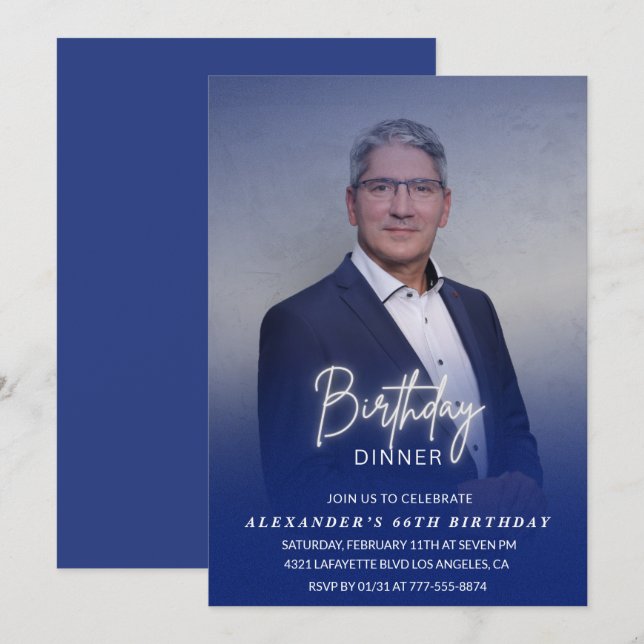 Invitation au dîner d'anniversaire 66e anniversair (Devant / Derrière)