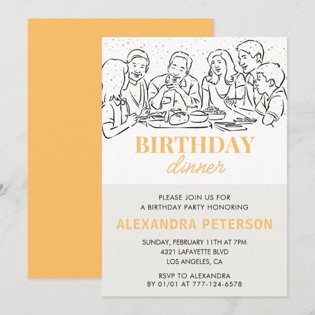 Invitation au dîner d'anniversaire en or 84e anniv (Devant / Derrière)