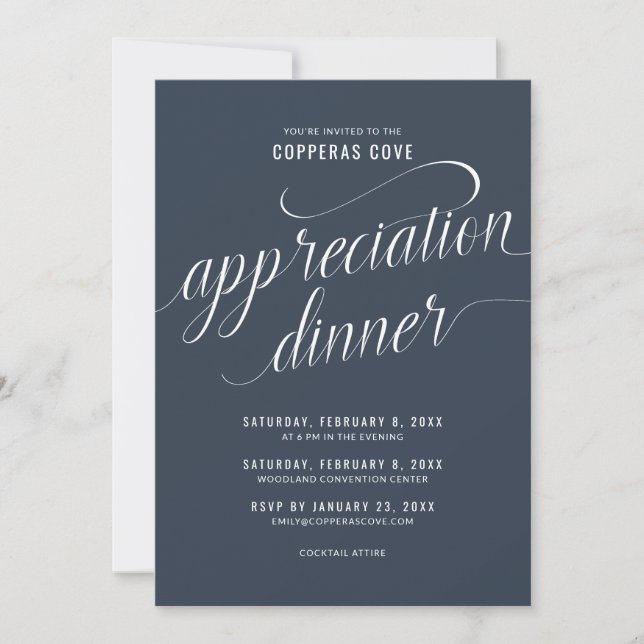 Invitation au dîner d'appréciation Bleu marine (Devant)