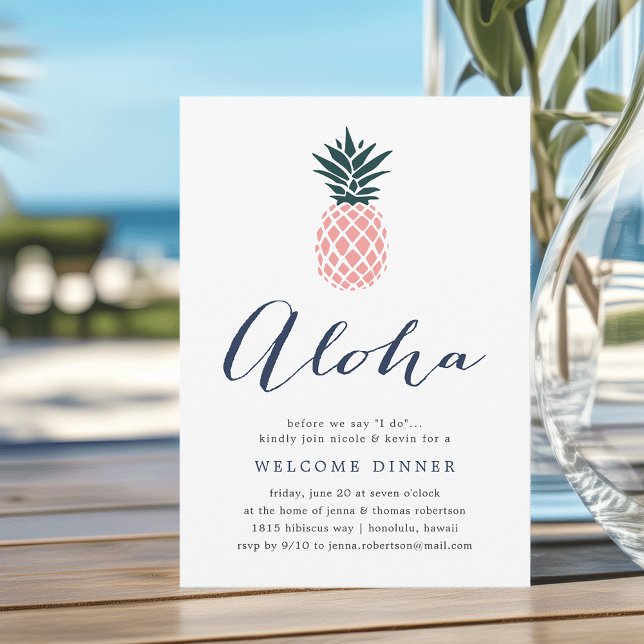 Invitation au dîner de bienvenue Aloha Pink Pineap (Créateur téléchargé)