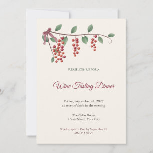 Invitation au dîner de dégustation de vin de vigne