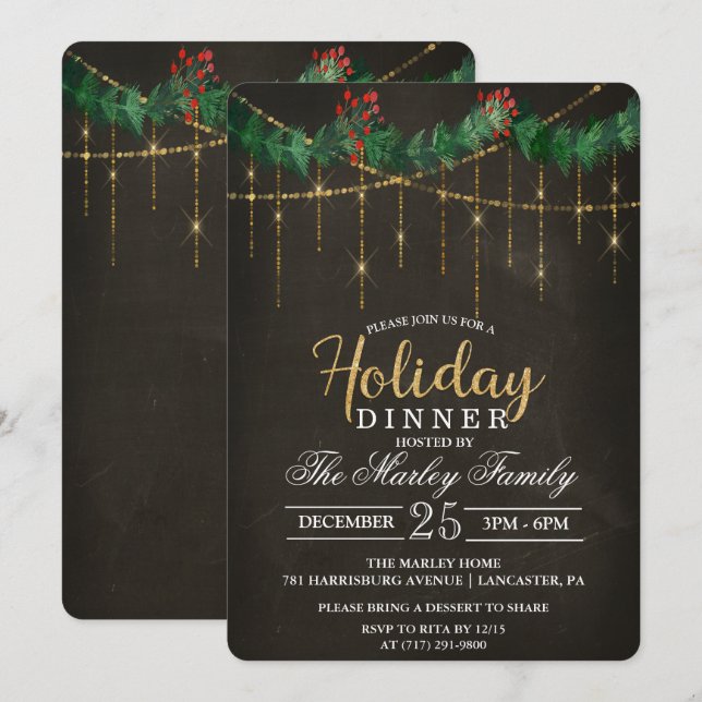 Invitation au dîner de fête des Fêtes (Devant / Derrière)