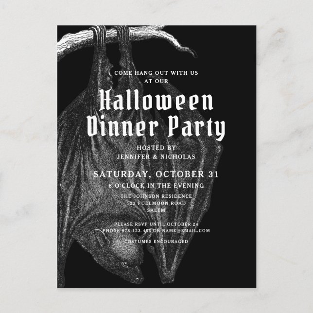 Invitation au dîner de fête d'Halloween des chauve (Devant)