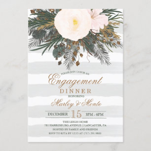 Invitation au dîner de fiançailles Floral d'hiver