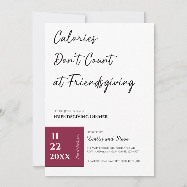 Invitation au dîner de Friendsgiving (Devant)