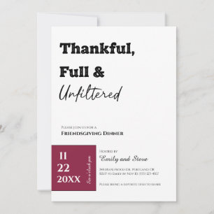 Invitation au dîner de Friendsgiving
