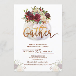 Invitation au dîner de Friendsgiving avec citrouil