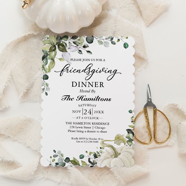 Invitation au dîner de Friendsgiving avec citrouil (Créateur téléchargé)