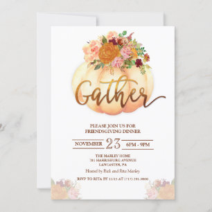 Invitation au dîner de Friendsgiving avec citrouil
