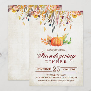 Invitation au dîner de Friendsgiving d'automne ave