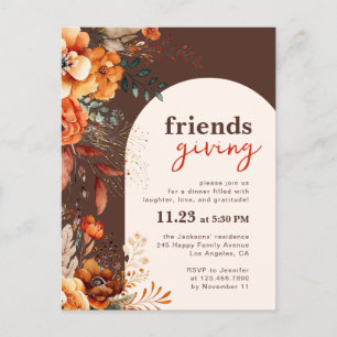 Invitation au dîner de Friendsgiving floral automn