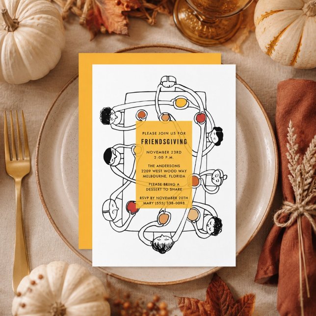 Invitation au dîner de Friendsgiving pour Thanksgi (Friendsgiving Thanksgiving Dinner Invitation)