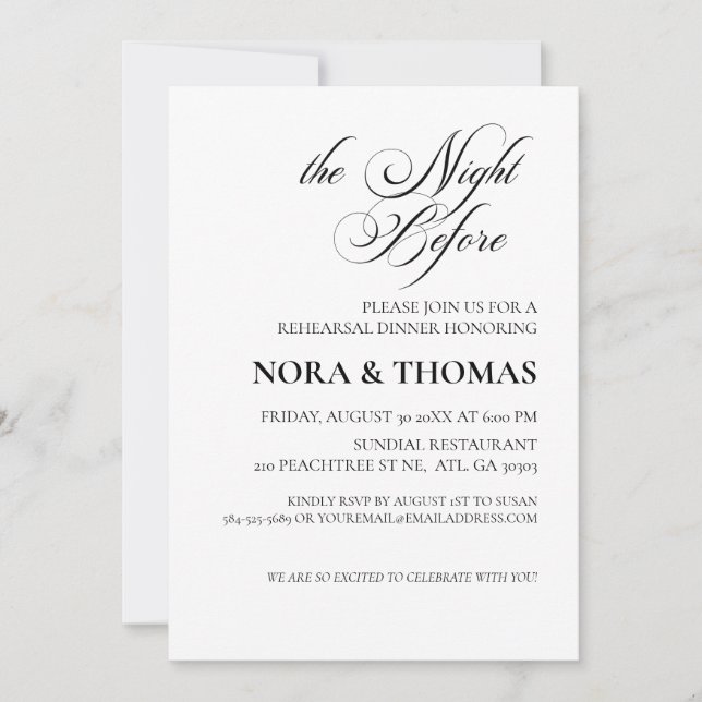 Invitation au dîner de la veille de la répétition (Devant)