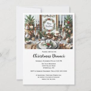 Invitation au dîner de Noël élégant en famille