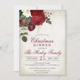 Invitation au dîner de Noël et fête de vacances