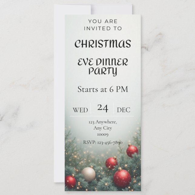 Invitation au dîner de Noël numérique de la veille (Devant)