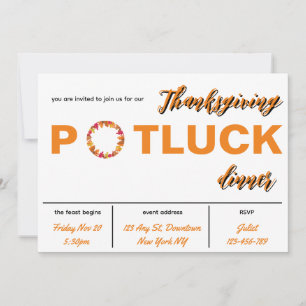Invitation au dîner de potluck de Thanksgiving