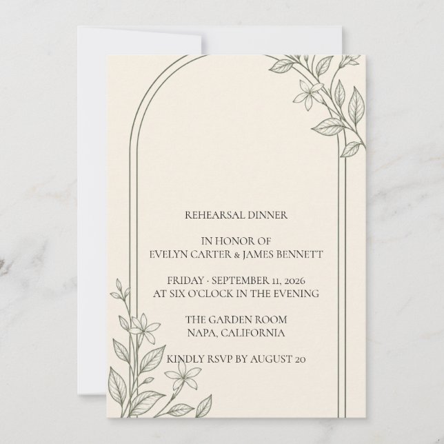 Invitation au dîner de répétition botanique d'oliv (Devant)