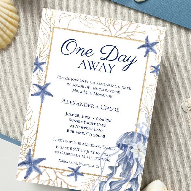 Invitation au dîner de répétition côtier (Coastal Wedding Rehearsal Dinner Invitation)