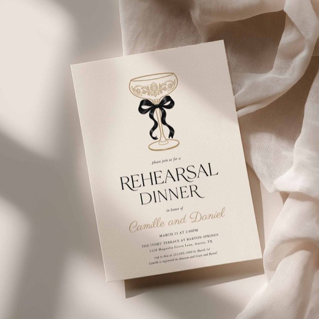 Invitation au dîner de répétition de Champagne (Elegant Rehearsal Dinner Invitation Card)