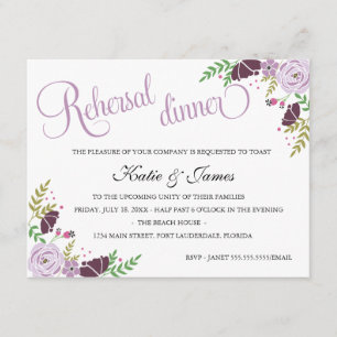 Invitation au dîner de répétition de fleurs  Viole