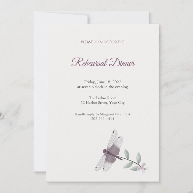 Invitation au dîner de répétition de la libellule  (Devant)