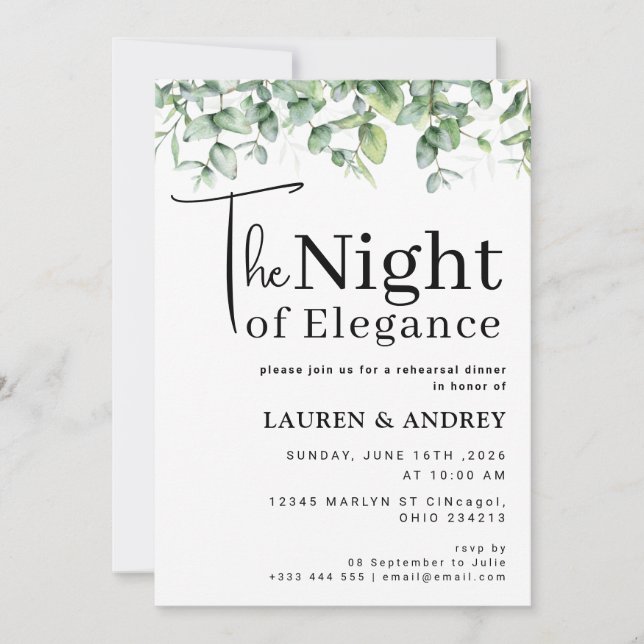 Invitation au dîner de répétition de la Nuit de l' (Devant)