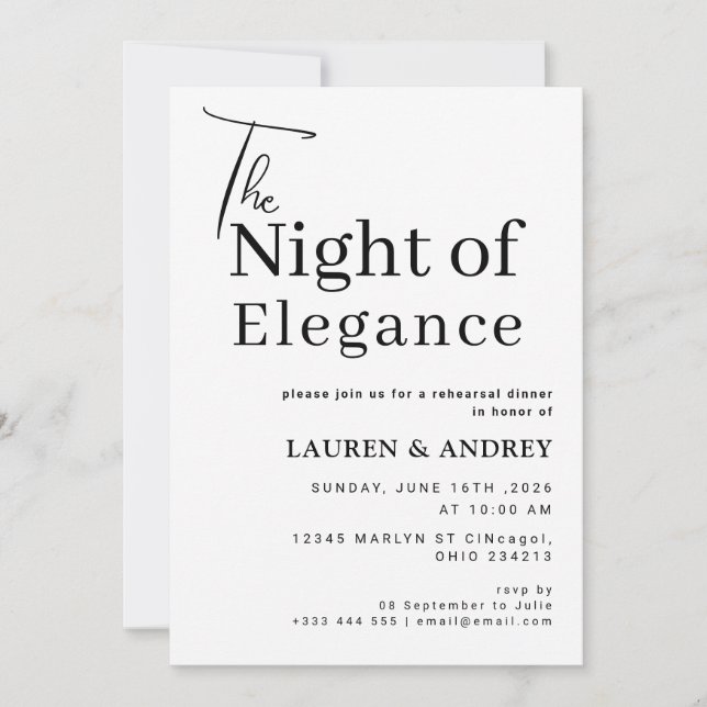 Invitation au dîner de répétition de La Nuit d'Élé (Devant)