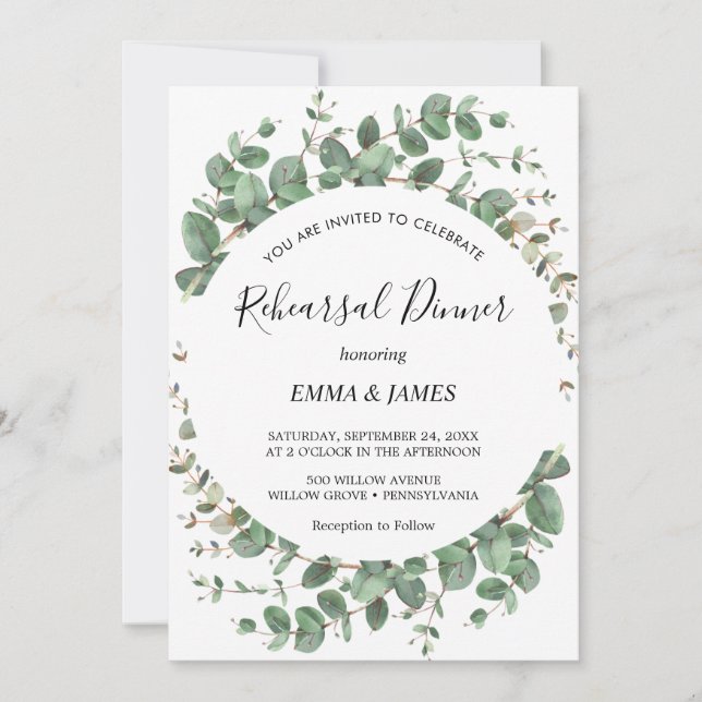 Invitation au dîner de répétition de la verdure ém (Devant)