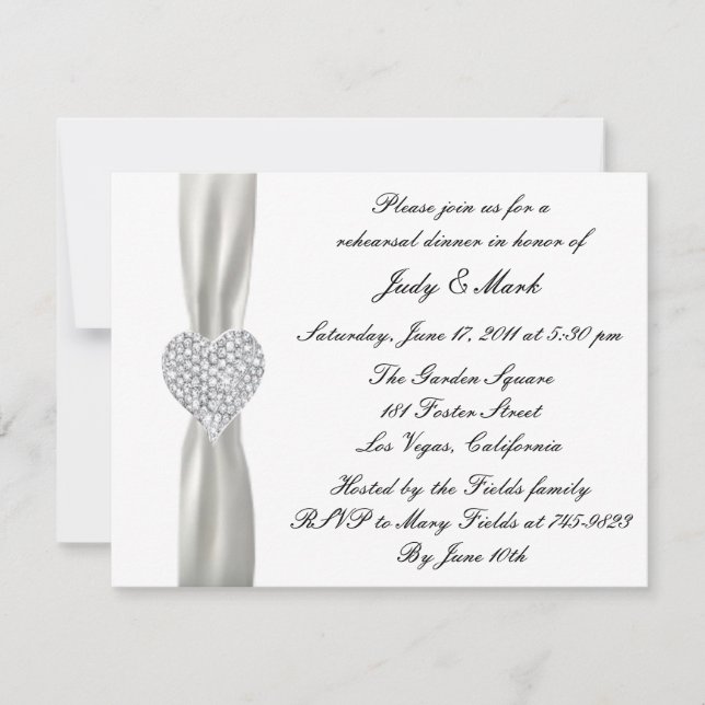 Invitation au dîner de répétition de mariage au cœ (Devant)