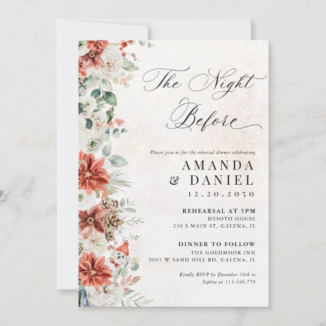 Invitation au dîner de répétition de mariage d'hiv (Devant)