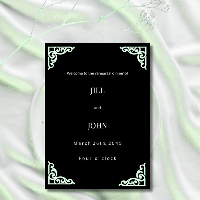 Invitation au dîner de répétition de mariage Noir  (Créateur téléchargé)