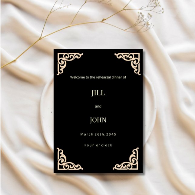Invitation au dîner de répétition de mariage noir  (Créateur téléchargé)