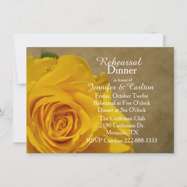 Invitation au dîner de répétition de mariage Yello (Devant)